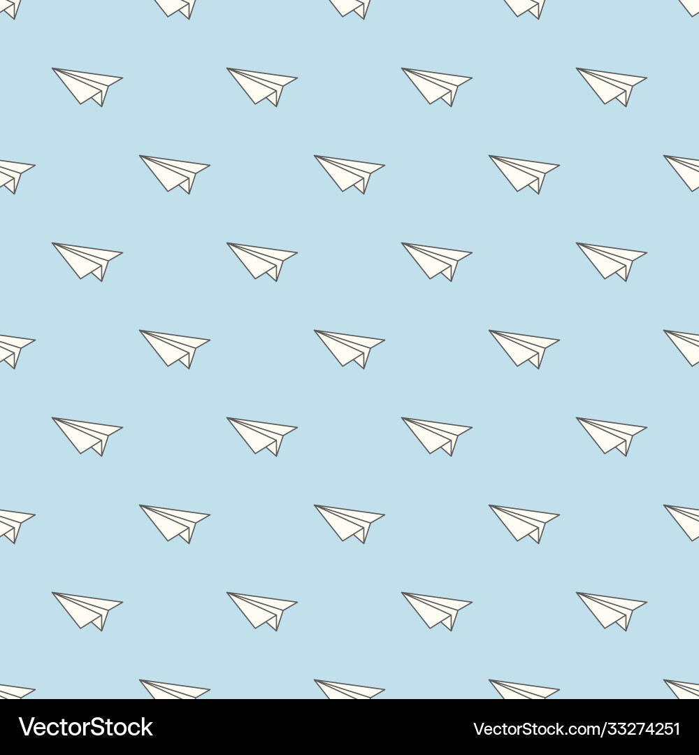 Seamless repeat pattern design with paper planes vector image