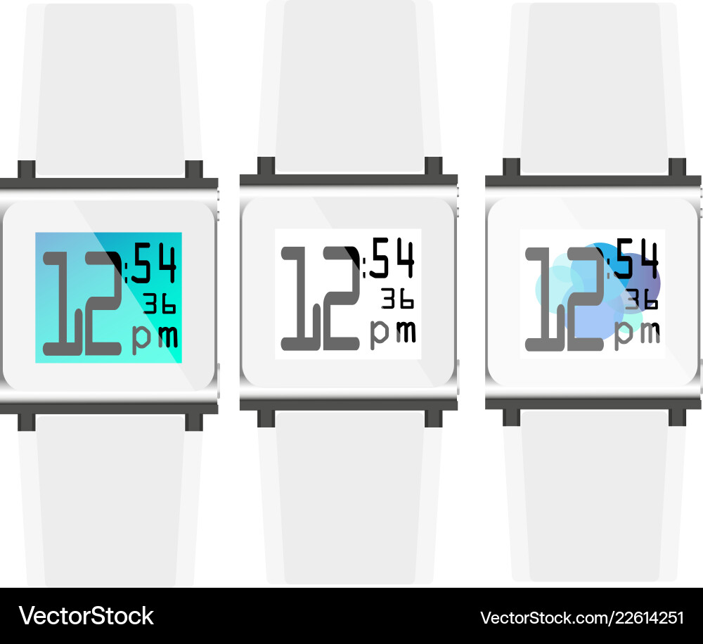 Set of white clock with color displays Vector Image