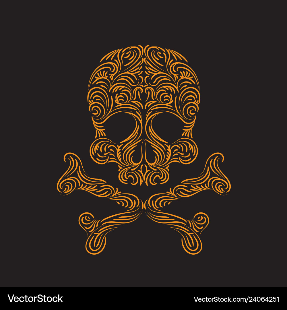 Tracery wave pattern skull element vector image