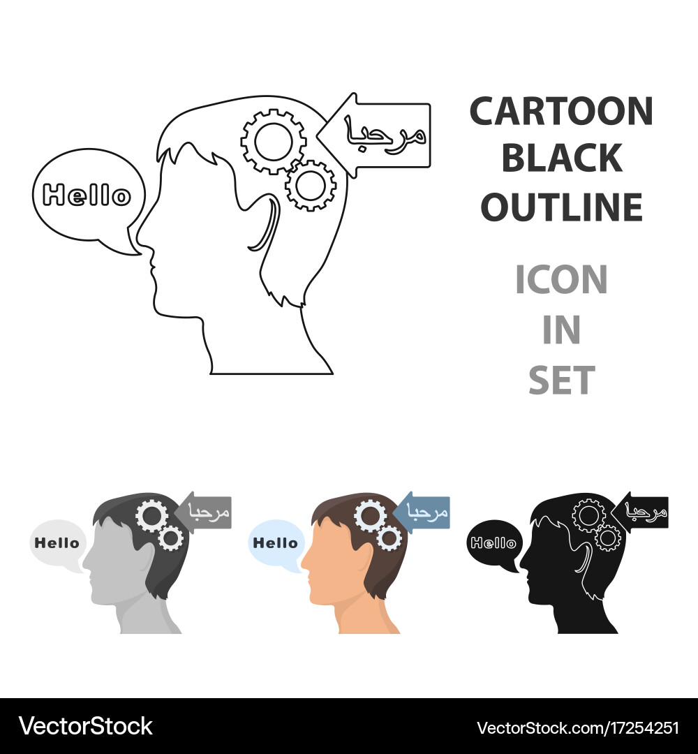 Understanding of foreign language icon in cartoon Vector Image