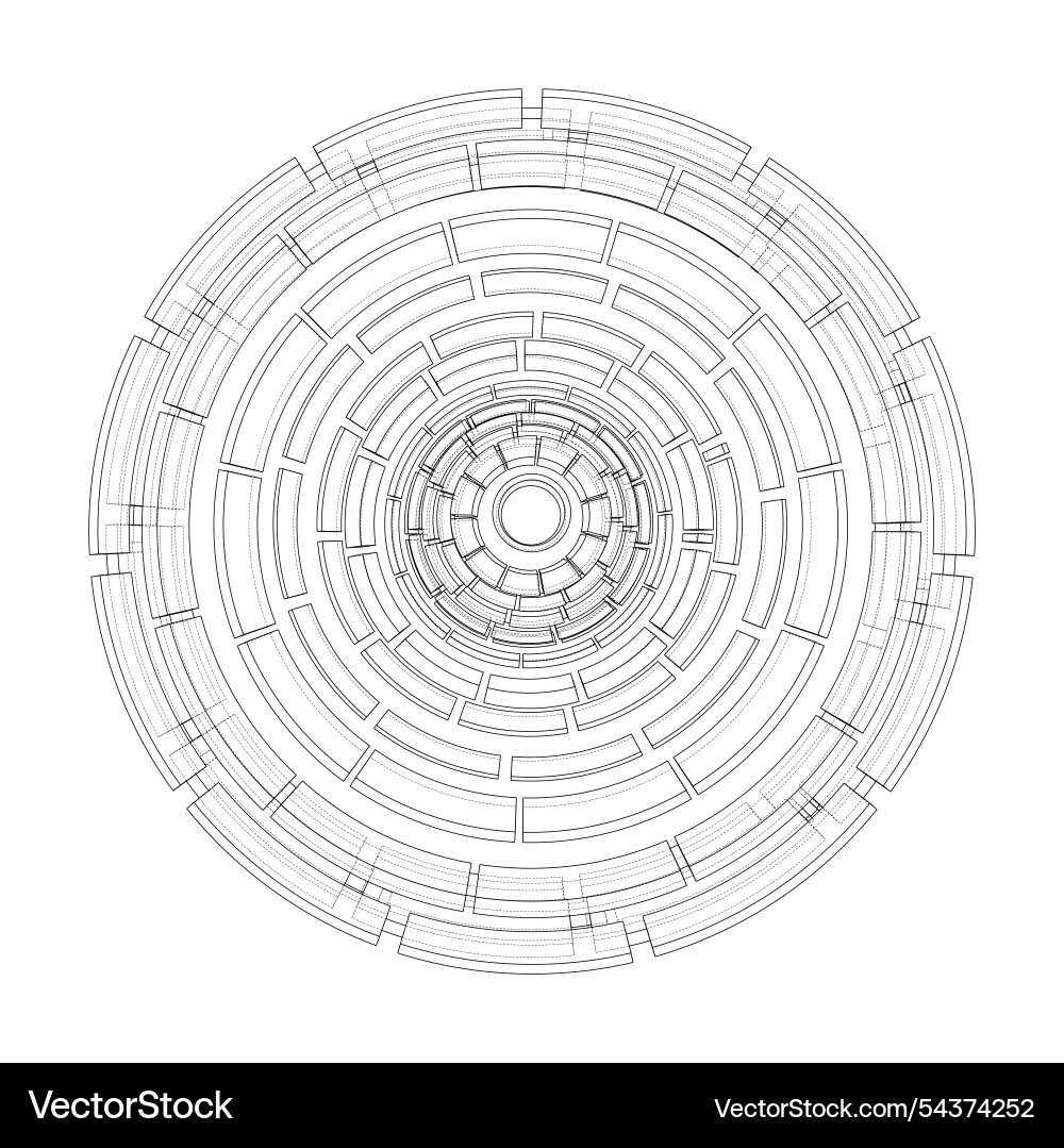 3d circular pattern style wireframe model vector image