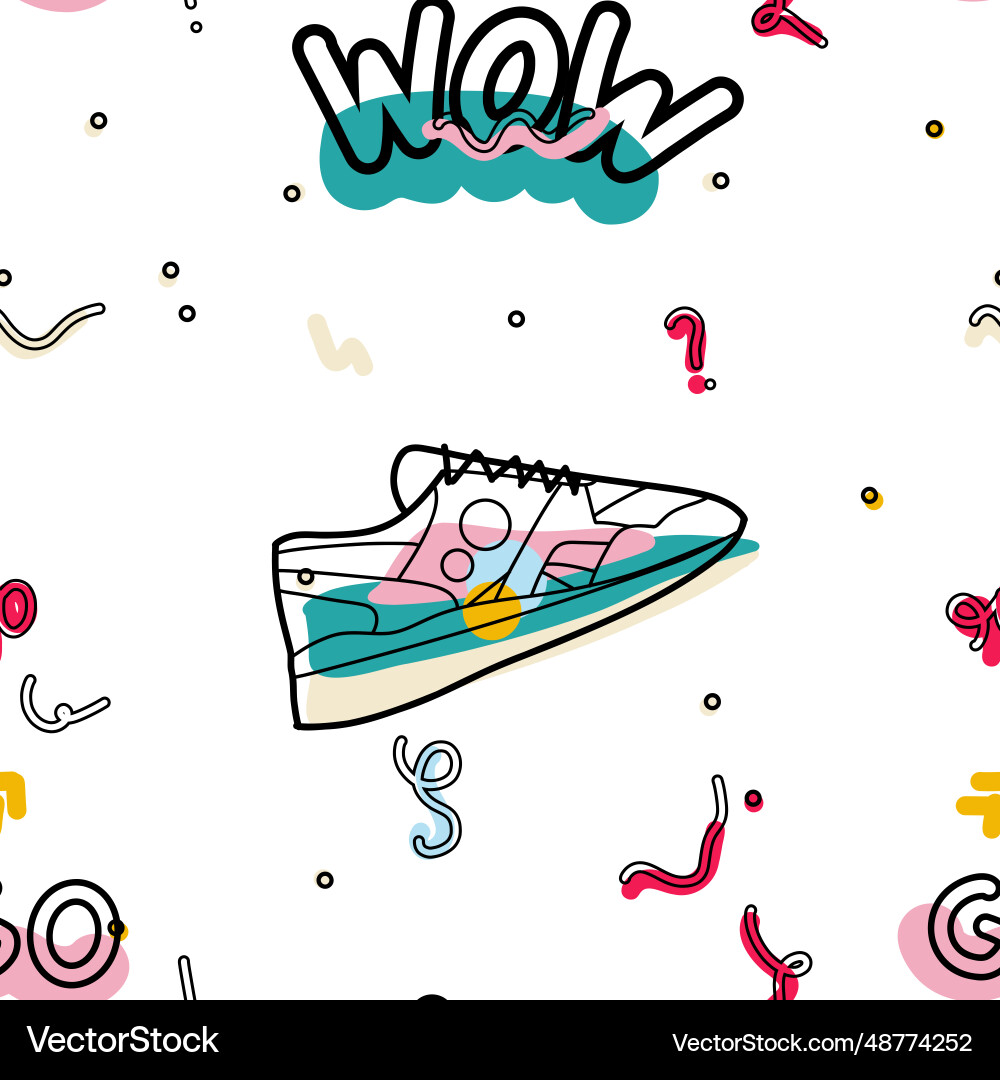 Abstract seamless pattern in 90s style Vector Image