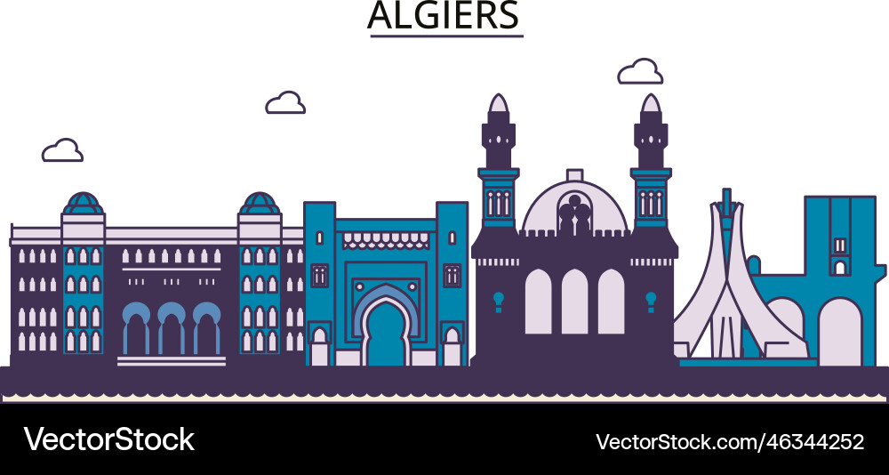 Algiers tourism landmarks city travel Algiers tourism landmarks city travel vector image