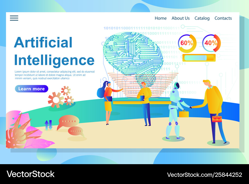 Artificial intelligence website part shows info Artificial intelligence website part shows info Vector Image
