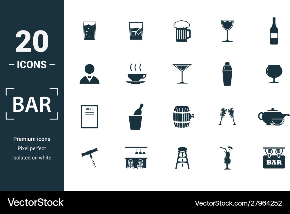 Bar - restorant icon set include creative Vector Image