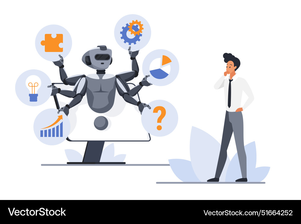 Business project with multitask support from chat vector image