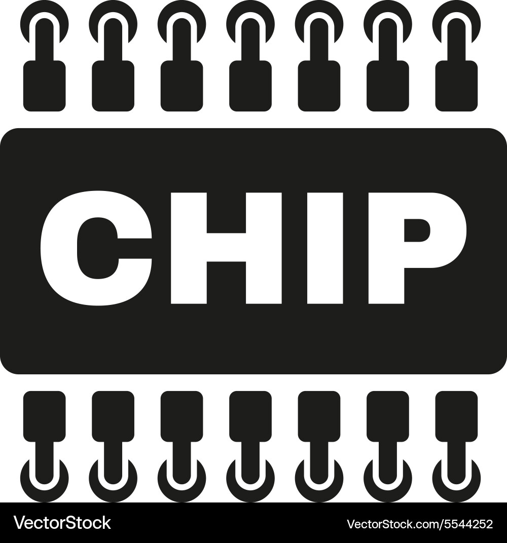 Chip icon microchip and microcircuit symbol vector image