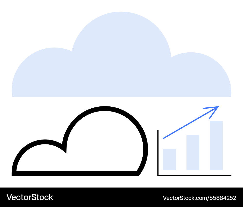 Cloud computing and growth concept with graph Cloud computing and growth concept with graph vector image