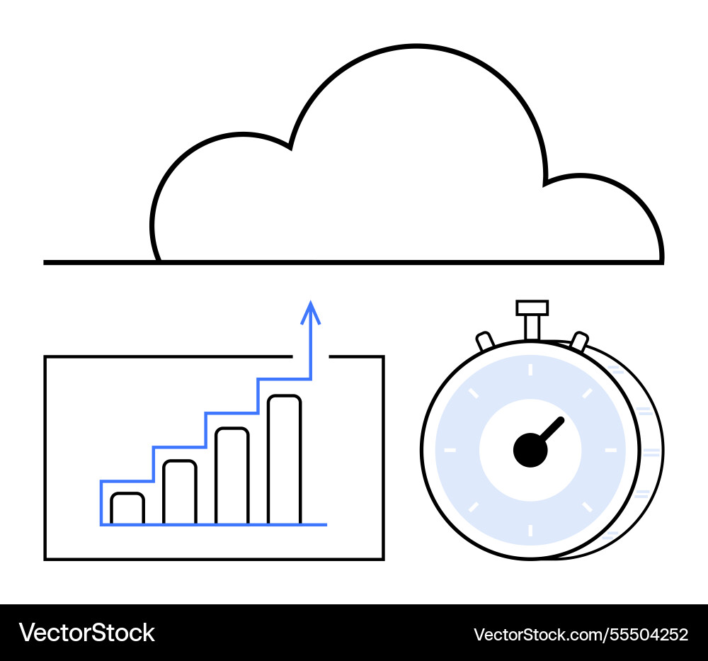 Cloud computing growth with analytics and timely Cloud computing growth with analytics and timely vector image
