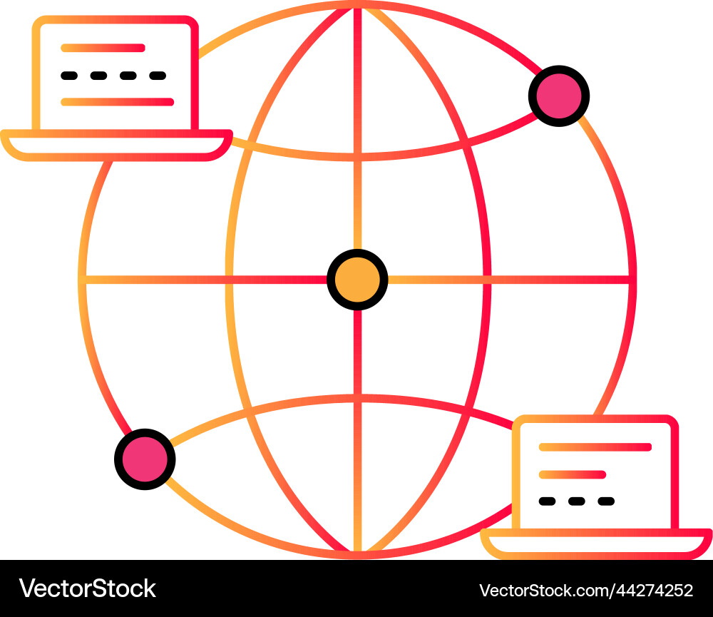 Computer network outline icon cloud computing tech vector image