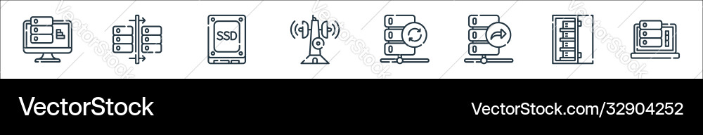 Database and servers line icons linear set Database and servers line icons linear set vector image