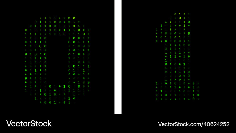 Digital number 01 binary code design vector image