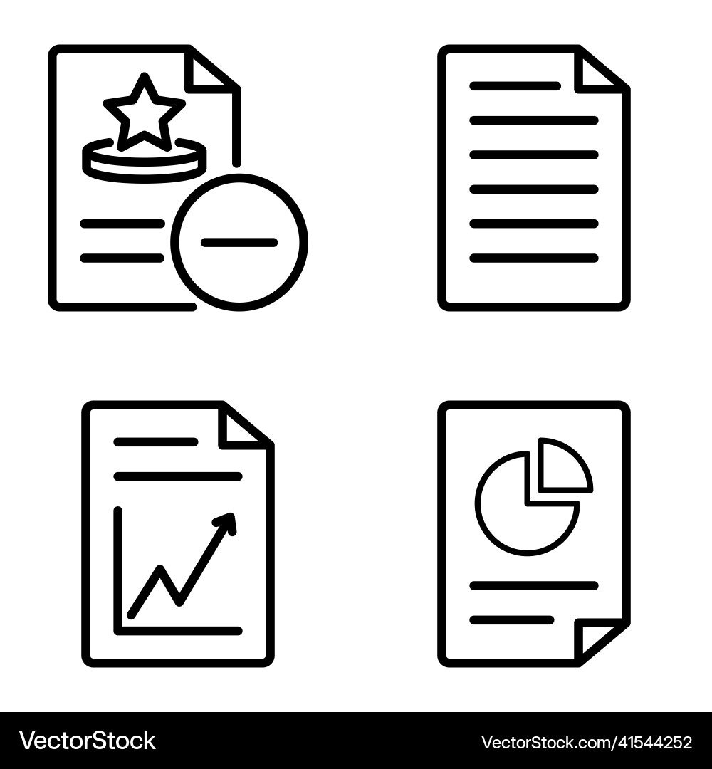 Docs1-2 flat icon set isolated on white background Docs1-2 flat icon set isolated on white background Vector Image