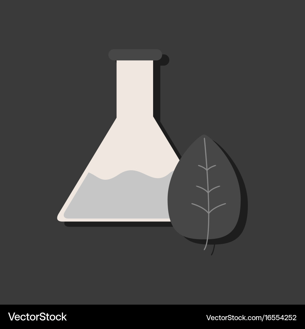 Flat icon design collection lab flask with leaf vector image