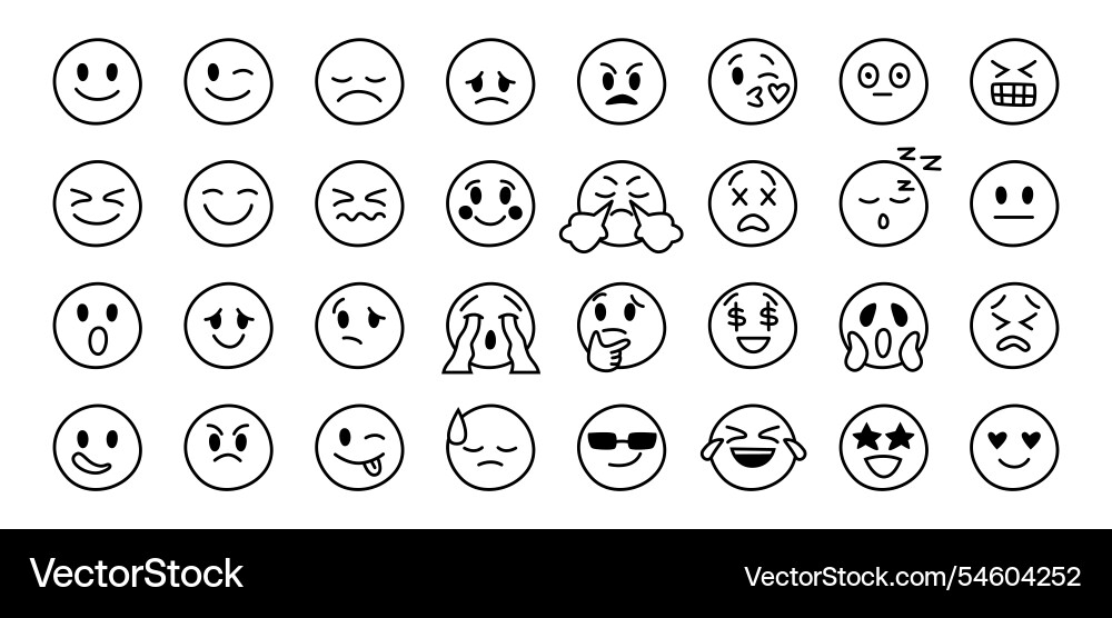 Grayscale emotions monochrome ui interface icons Grayscale emotions monochrome ui interface icons vector image