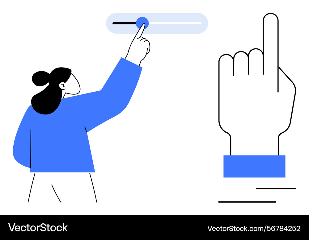 Hand interacting with interface slider Vector Image