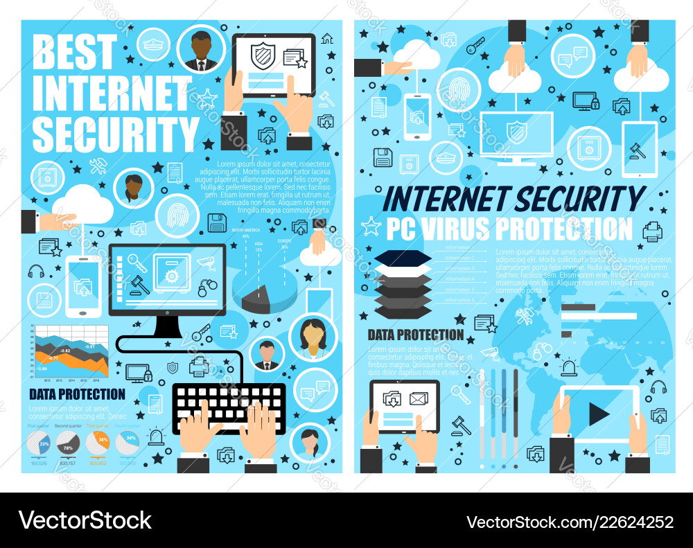 Internet security and data protection technology Internet security and data protection technology vector image