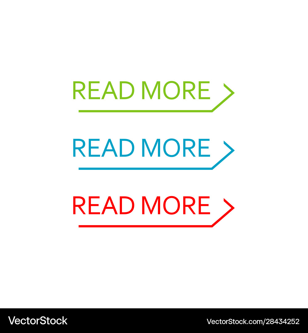 Read more button set colorful web element Vector Image