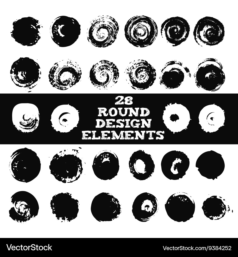 Set of 28 round design elements vector image