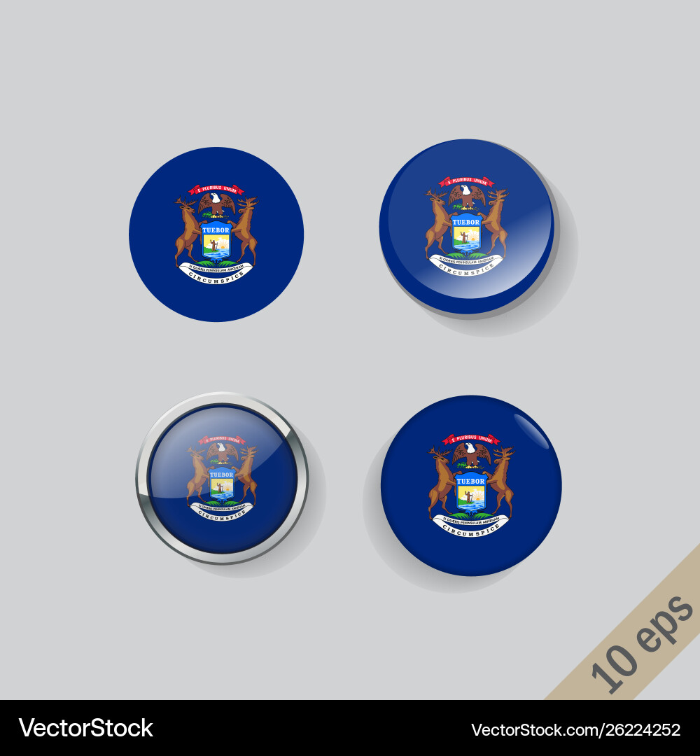 Set round buttons with image michigan Set round buttons with image michigan vector image