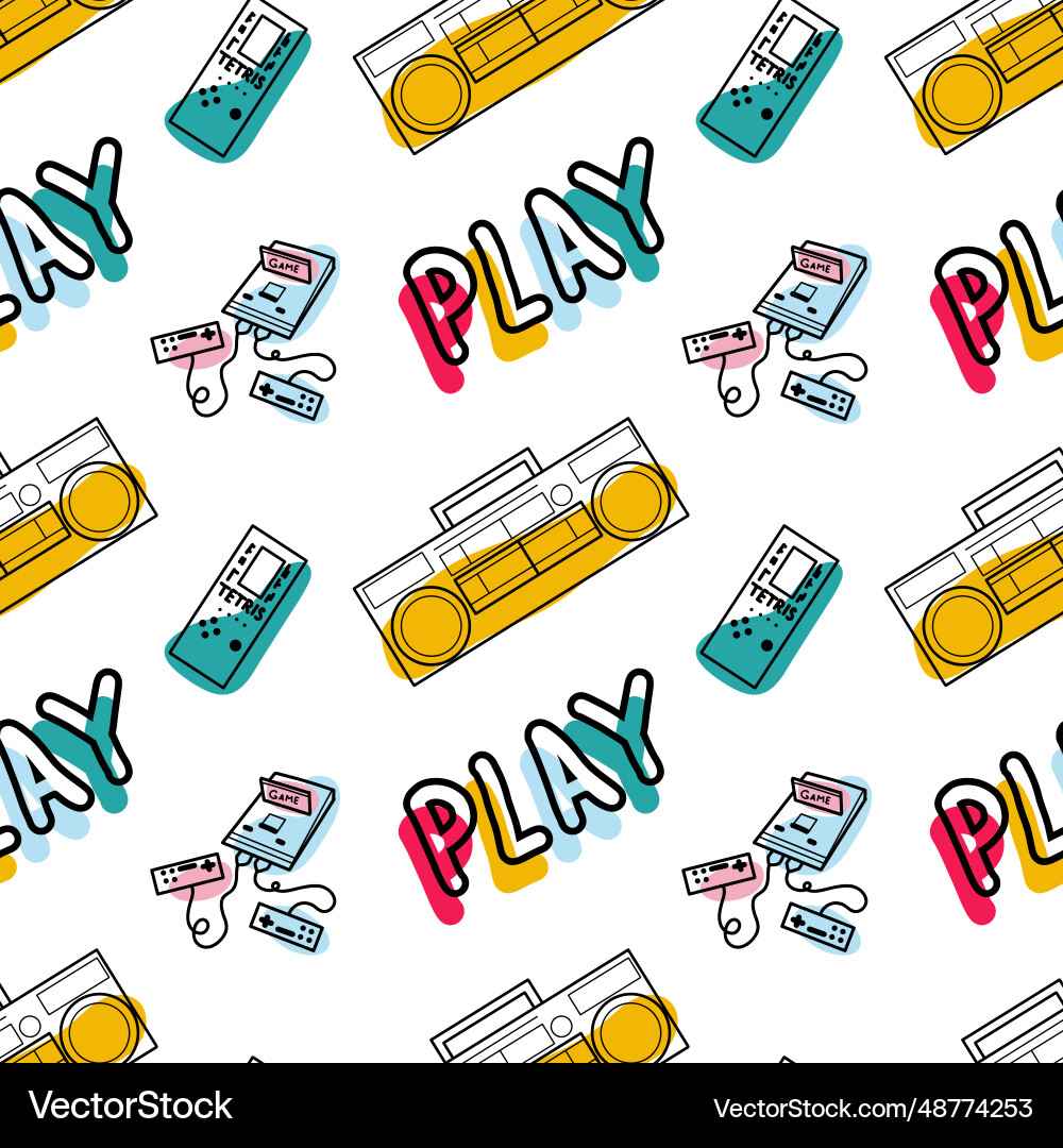 Abstract seamless pattern in 90s style Vector Image