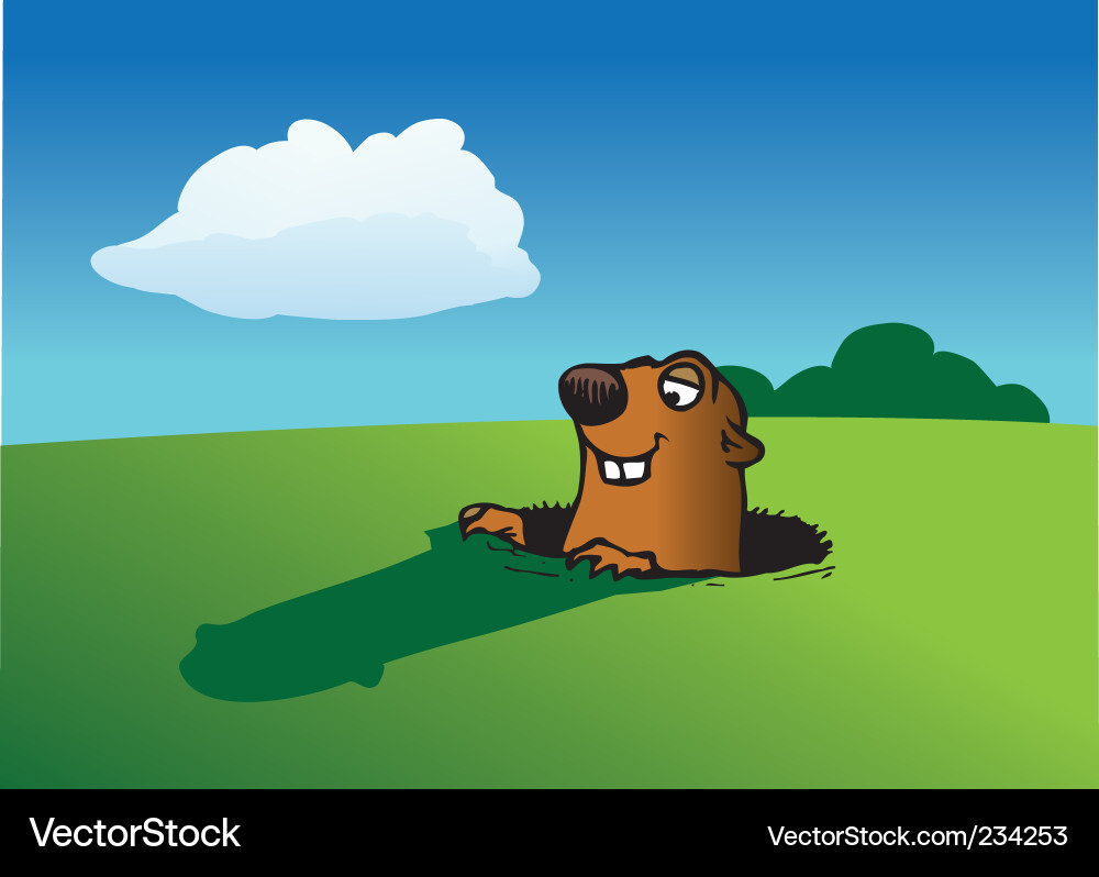 Cute Groundhog in Snow Vector Image