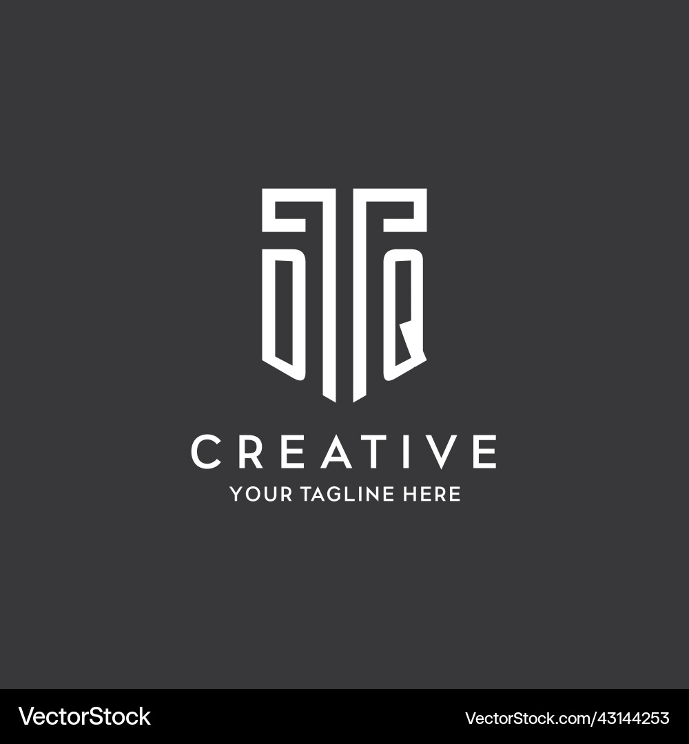 Dq monogram initial name with shield shape icon Vector Image