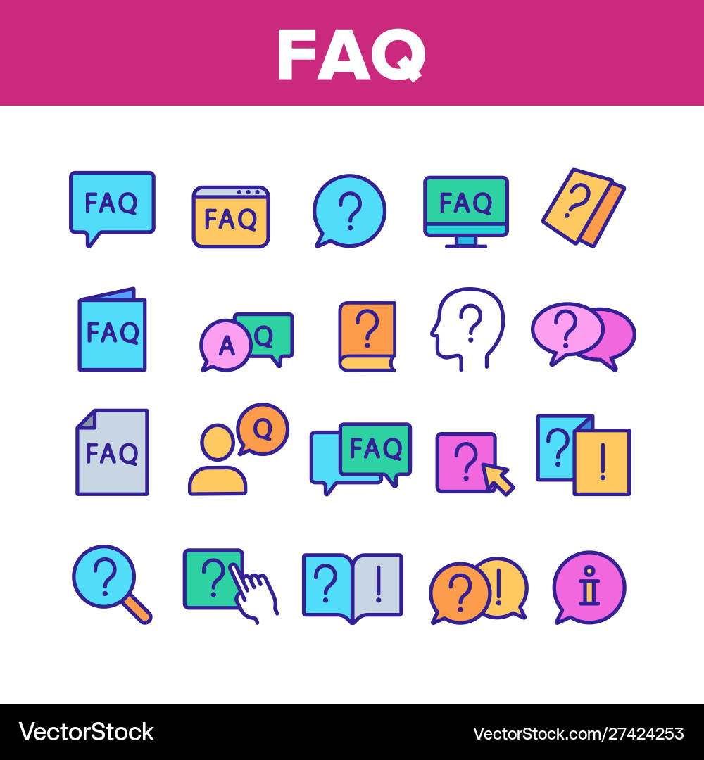 Faq frequently asked questions color set Vector Image
