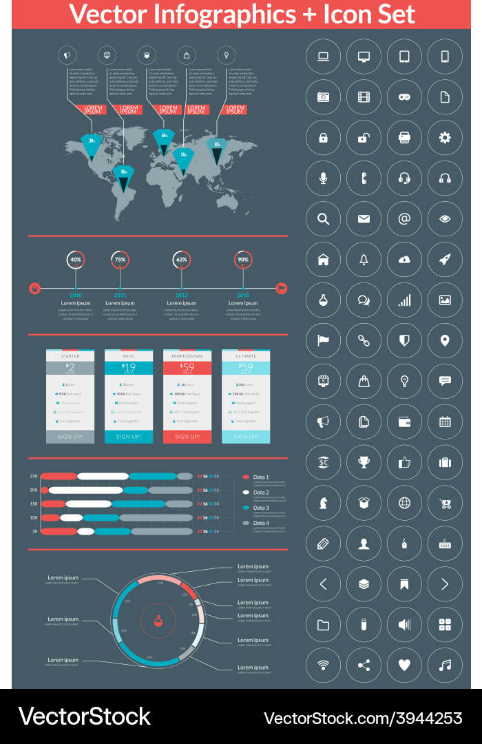 Flat style infographics and design elements Vector Image
