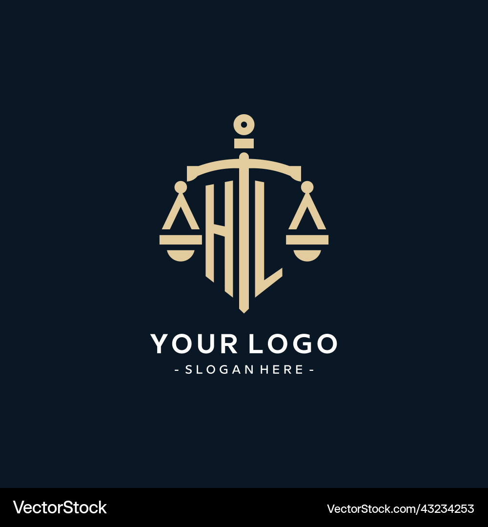 Hl erstes Logo mit Maßstab der Gerechtigkeit und Schild Hl erstes Logo mit Maßstab der Gerechtigkeit und Schild vektorbild