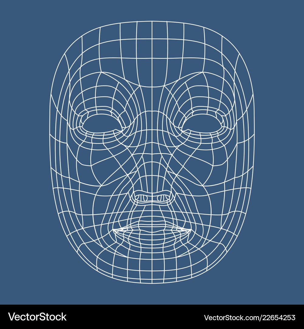 Human face mesh 3d modeling recognition head scan Human face mesh 3d modeling recognition head scan vector image