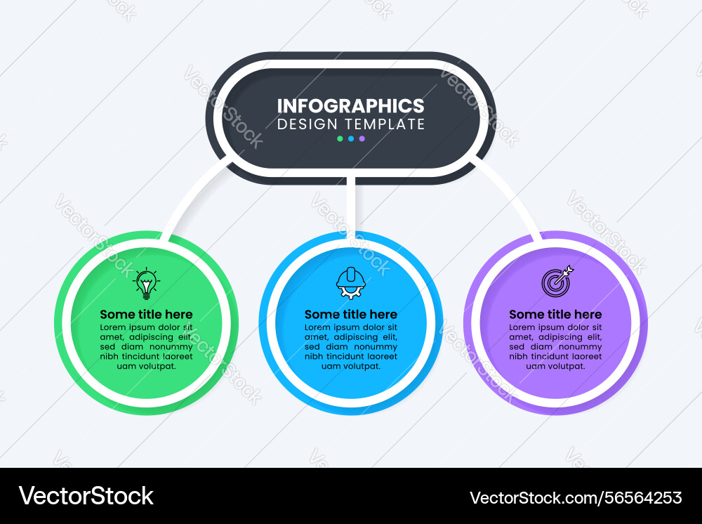 Infographic template 3 linked circles with icons Infographic template 3 linked circles with icons vector image