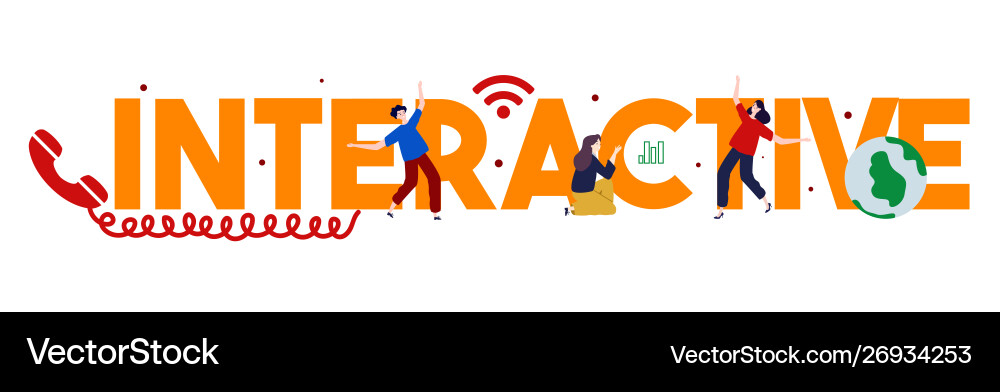 Interact interaction interactive interacting group Interact interaction interactive interacting group Vector Image
