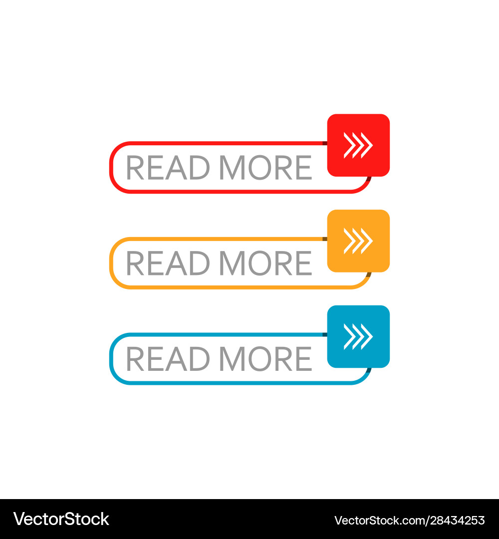 Read more button set colorful web element Vector Image