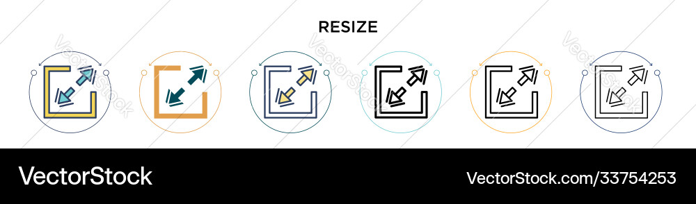 Resize icon in filled thin line outline vector image
