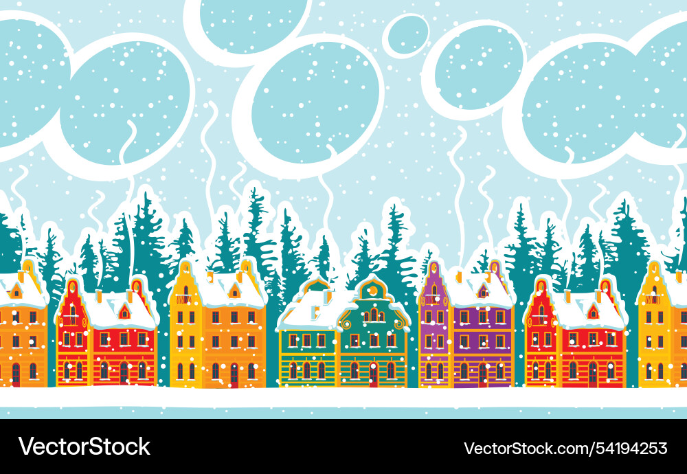 Seamless pattern with winter landscape houses Seamless pattern with winter landscape houses vector image