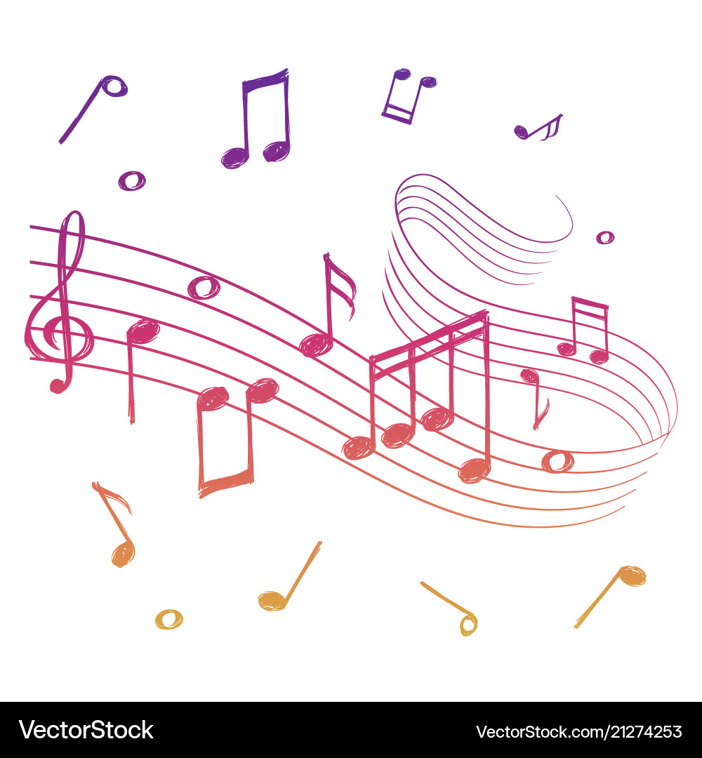 Sketch of colorful musical sound wave with music Sketch of colorful musical sound wave with music vector image