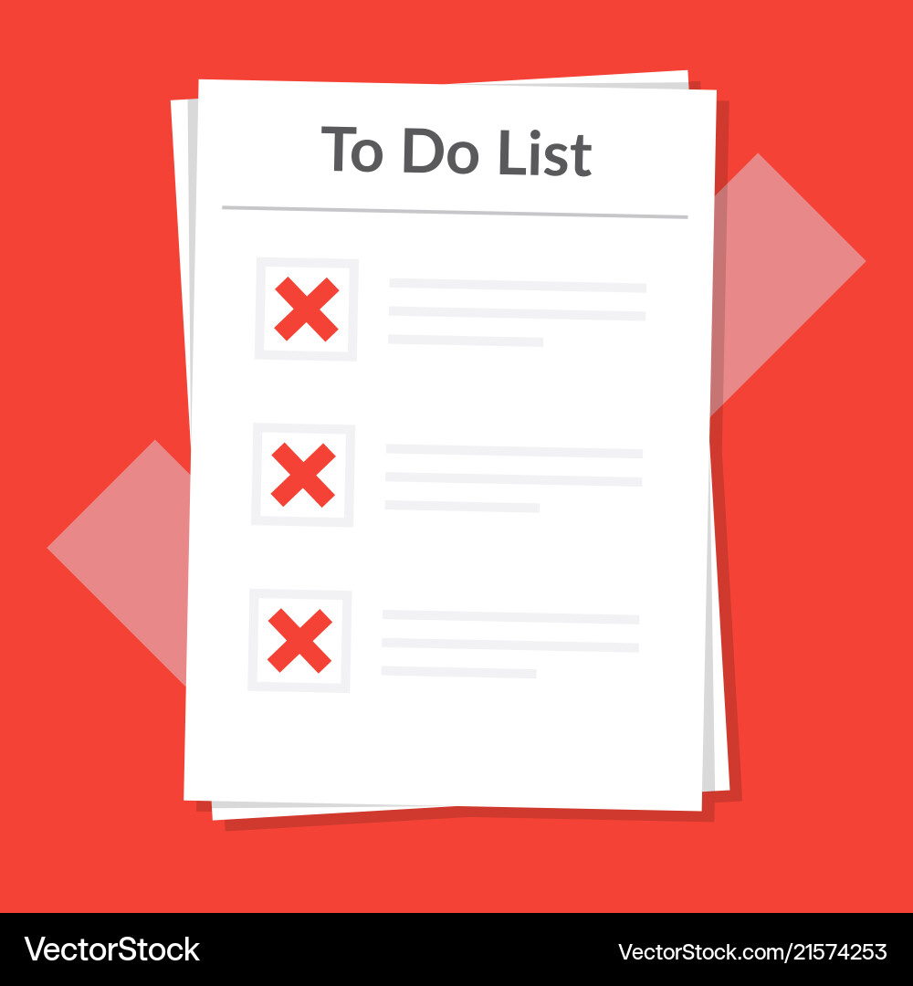 To do list icon concept all tasks are failed To do list icon concept all tasks are failed vector image