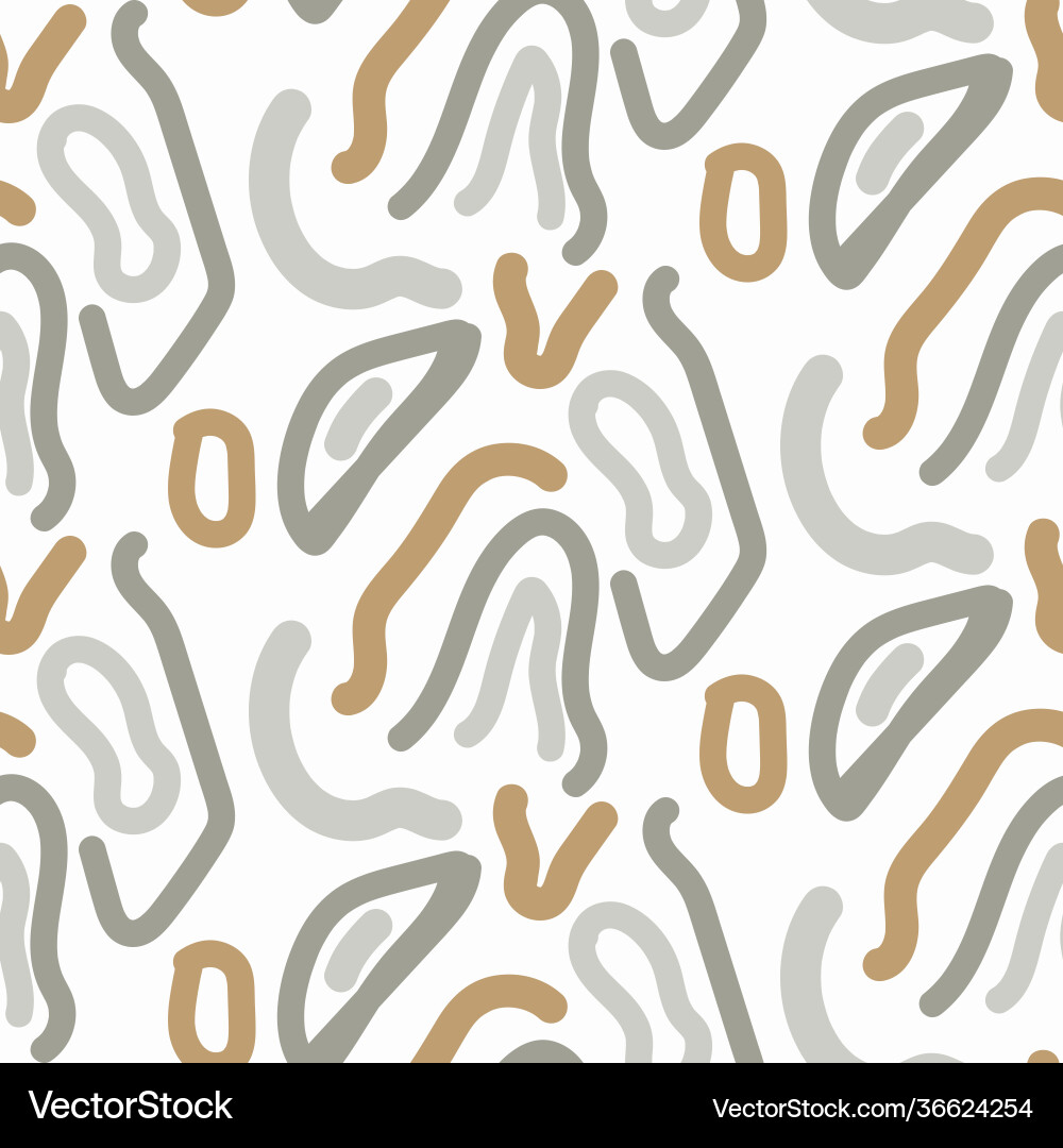 Abstract curled strokes shapes seamless pattern Vector Image