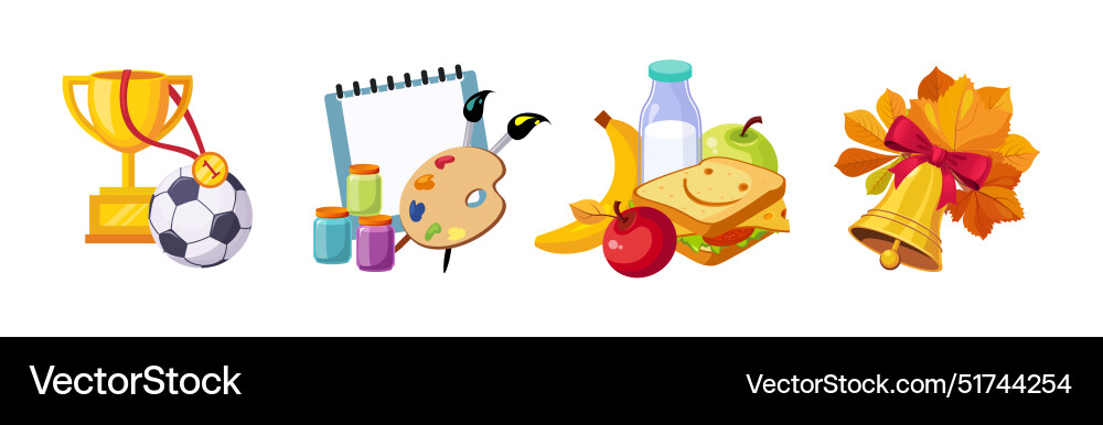 Back to school item and object composition Back to school item and object composition vector image