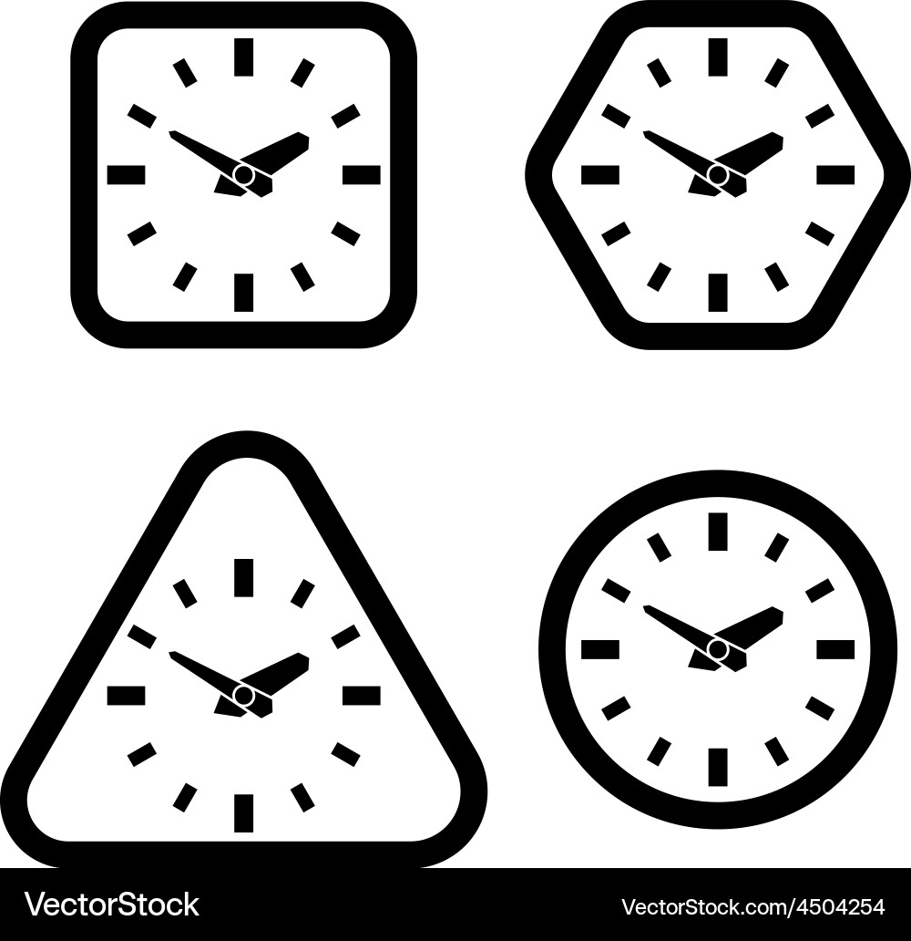Clock Shapes - Square, Hexagon, Triangle, Circle Vector Image