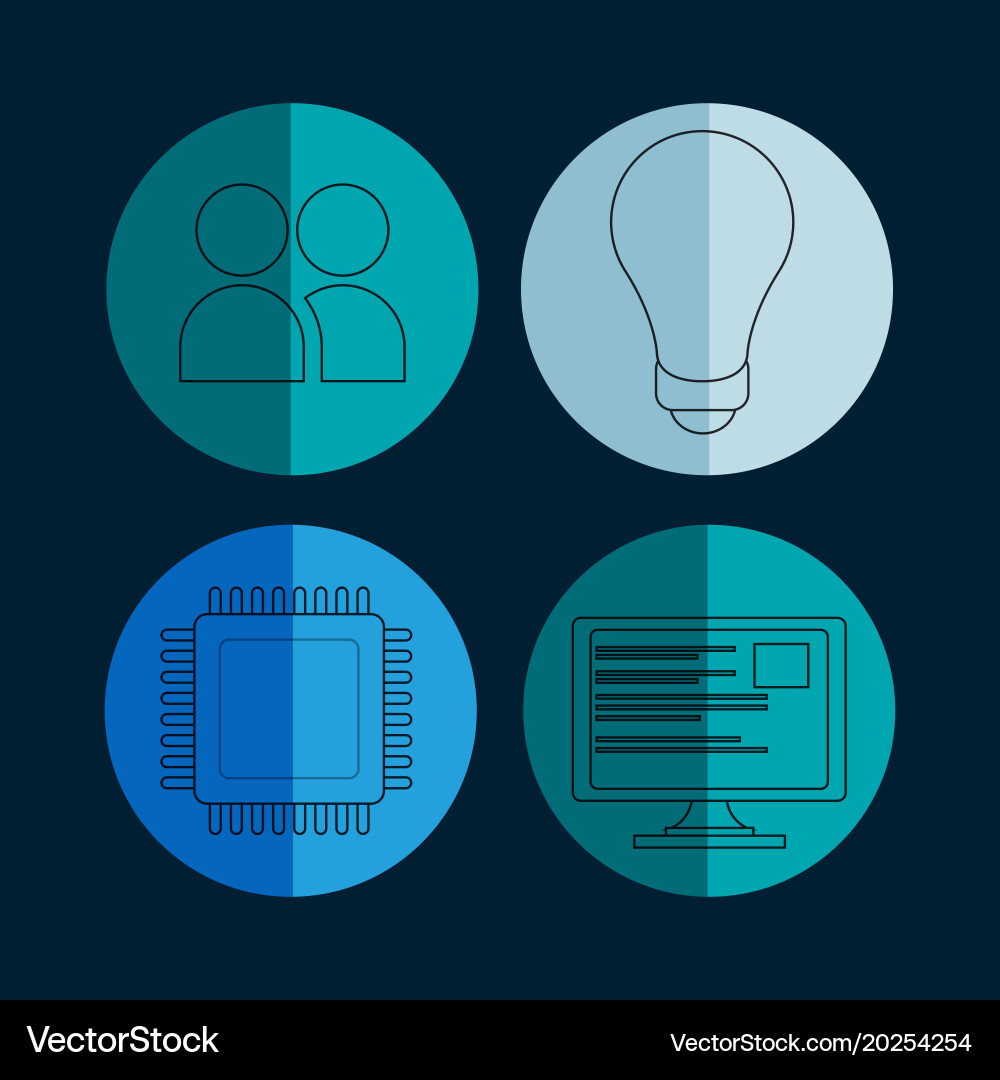 Collection of database round icons vector image