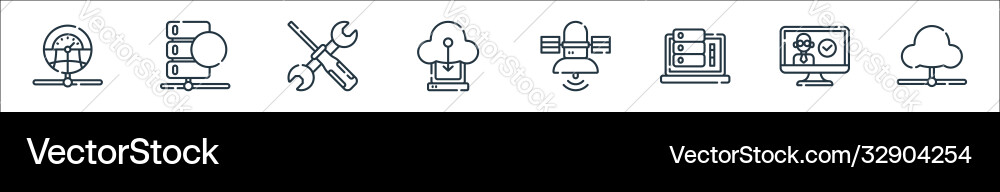 Database and servers line icons linear set Database and servers line icons linear set vector image