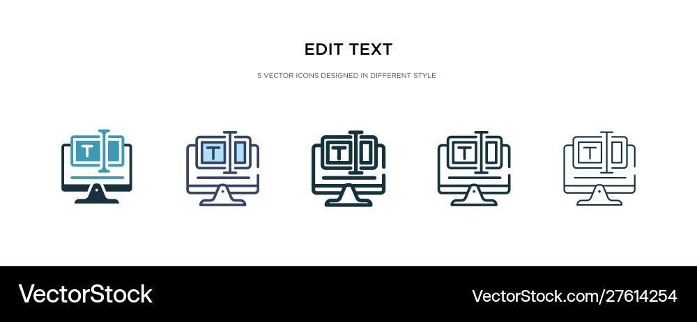 Edit text icon in different style two colored Edit text icon in different style two colored vector image