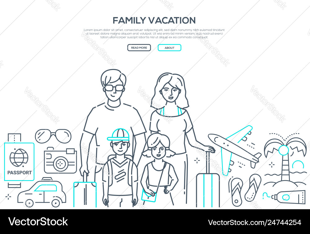 Family vacation - line design style web vector image