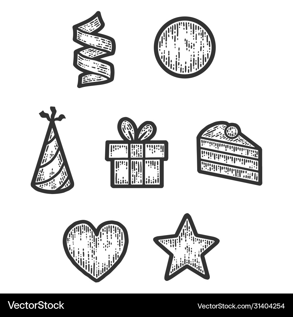 Holiday objects signs and symbols sketch scratch Holiday objects signs and symbols sketch scratch Vector Image