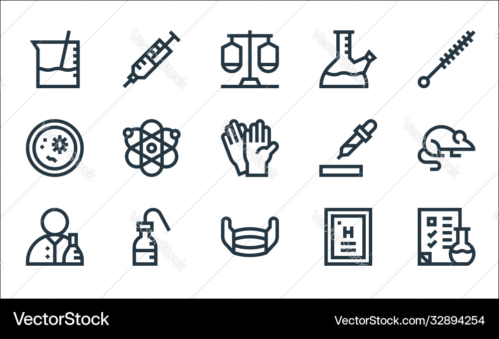 Laboratory line icons linear set quality Laboratory line icons linear set quality vector image