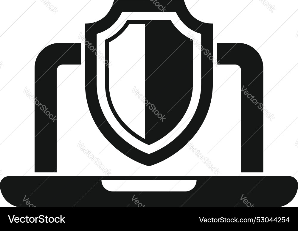 Laptop computer being protected with a shield Vector Image