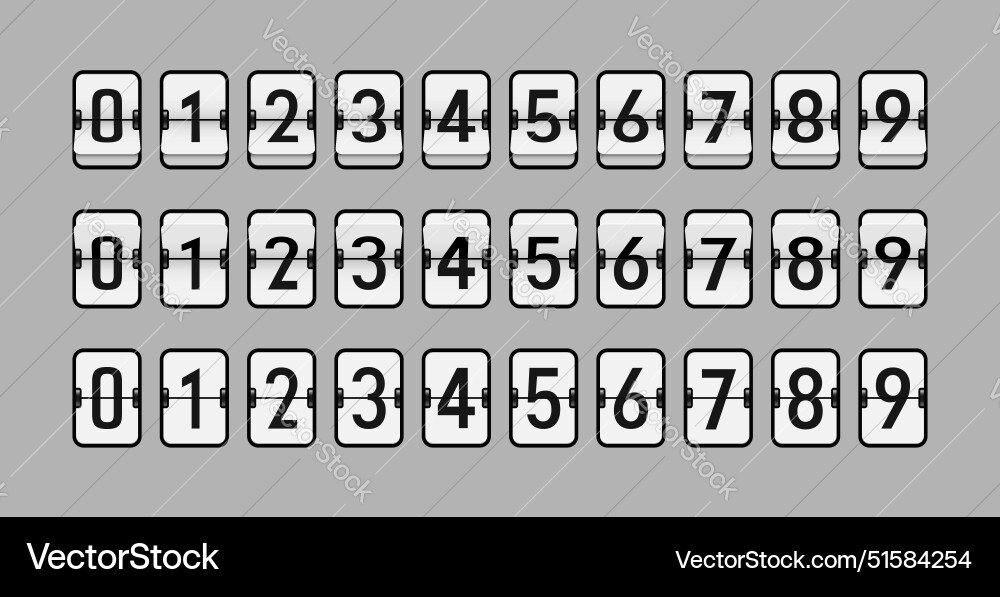 Numbers for flip clocks split-flap or flap Numbers for flip clocks split-flap or flap Vector Image