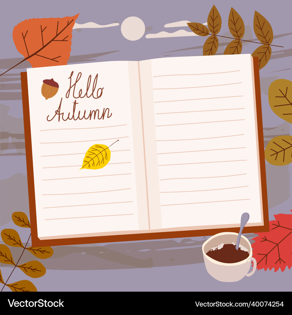 Open autumn daily diary notepad list schedule Open autumn daily diary notepad list schedule Vector Image